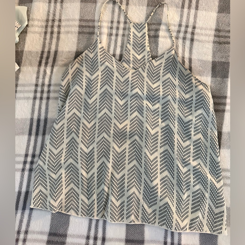 Style Rack Cream and Black Chevron Racerback Tank Top